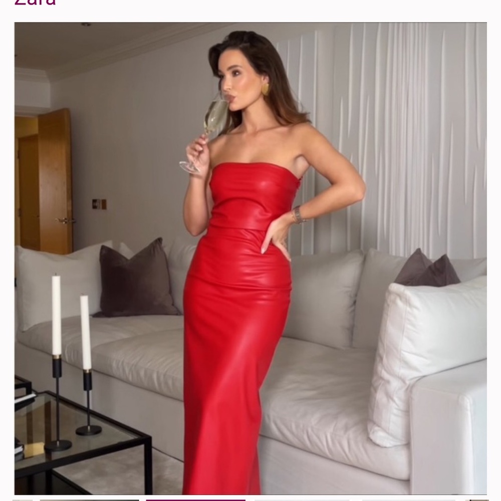 ZARA FAUX LEATHER DRESS size S REF. RED | 8993/322